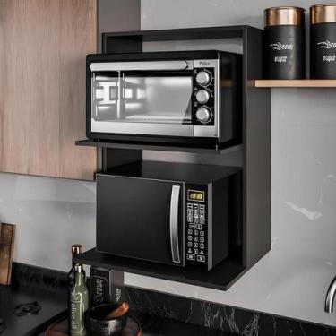 Imagem de Suporte de Parede de MDF e Madeira para Microondas e Forno Nicho Macla