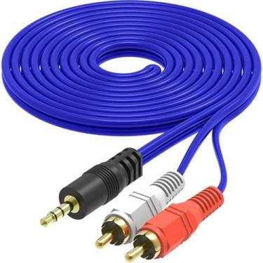 Imagem de cabo auxiliar p2 x 2 rca 1,5 mt azul - run e teng