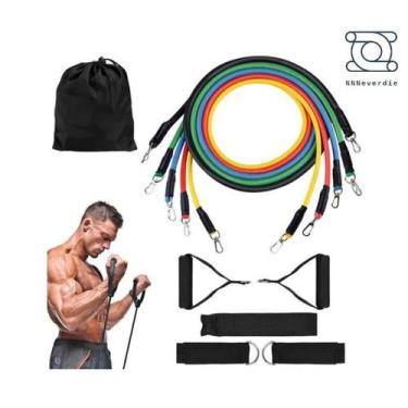 Imagem de Elásticos Extensores Para Exercícios 11 Peças Kit Completo Oferta Kit 