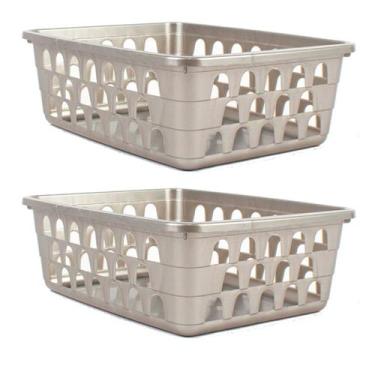 Imagem de Kit 2 Cestos Multiuso Organizador Médio Cinza 20x15x6 - 123 Organizei