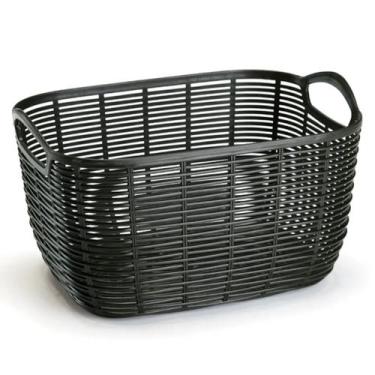 Imagem de Cesto Organizador Multiuso Vime Médio Preto 30x21x17 Cm - Nitron