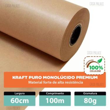 Imagem de Papel Kraft 80g Com 60cm X 100 Metros Monolucido - Fofinhos Ateliê
