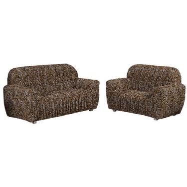 Imagem de Capa sofa Estampada 3x2 lugares malha gel resistente onça - ibitinga c