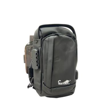 Imagem de Mochila Transversal Ombro Cor Preto Impermeável com Cadeado Porta de C