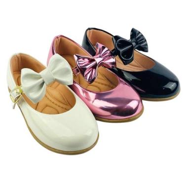 Imagem de Kit Com 3 Pares Sapatilha Infantil Menina Boneca Verniz Confortável SP