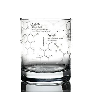 Imagem de Óculos de uísque Greenline Goods – Conjunto de presente de copo de 283 ml – Ciência dos óculos Whisky gravados com moléculas de química Whiskey | Vidro de pedras da velha moda..., Clear, Set of 1