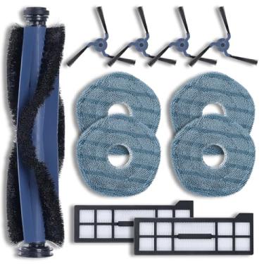 Imagem de Pacote com 11 peças de reposição para eufy X10 Pro Omni Accessories Robot Vacuum Accessories, 1 escova de rolo, 2 filtros, 4 escovas laterais, 4 almofadas de esfregão