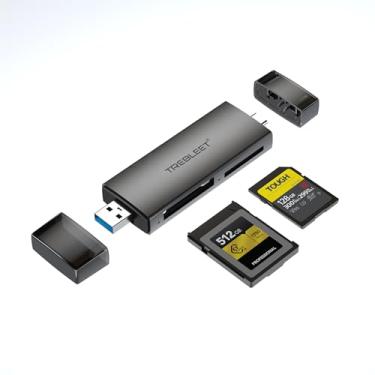 Imagem de CFexpress Leitor de cartão de memória tipo B e SD UHS-II com slot duplo, USB 3.2 10 Gbps, porta USB C e USB A 2 em 1, OTG para iPhone 15 Pro/iPad Pro/PC/laptop/smartphone/tablet