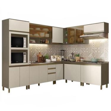 Imagem de Cozinha Completa de Canto 9 Peças Connect com Aéreo Vidro Basculante -