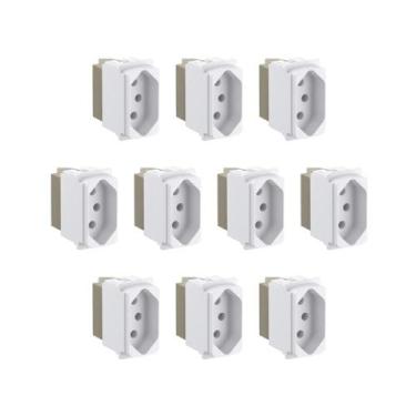 Imagem de Kit 10 Mód Tomada 2P+T 10A Branco Borne Parafuso Zeffia Pial - Pial Le