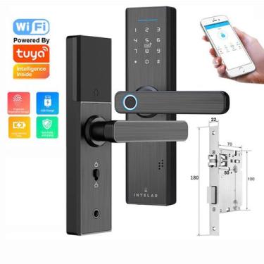 Imagem de Fechadura Digital Biométrica Eletrônica inteligente 5 em 1 Com Senha N