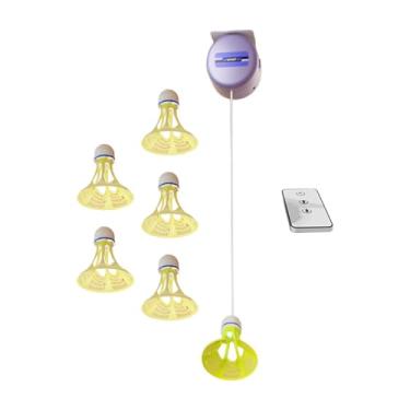 Imagem de Deevoka Ferramenta de autotreinamento de badminton, exercício interno, corda elástica portátil com controle remoto de peteca de badminton para crianças, Conjunto de 6 Bolas