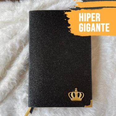 Imagem de Bíblia Sagrada Feminina Preta Luxo Glitter, Com Harpa, Letra Hiper Gig