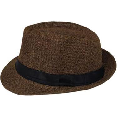 Imagem de Chapéu Panamá de Palha de Verão Chapéu de Sol de Aba Larga Fedora Marr