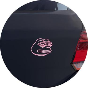Imagem de Adesivo de Carro Meme Sapo Pepe Triste - Cor Rosa Claro - Melhor Adesi
