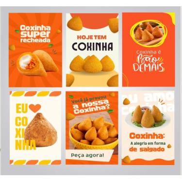Imagem de Kit Quadros Coxinha Lanchonete Salgateria Lanche 6 Peças - CAMALEÃO DE