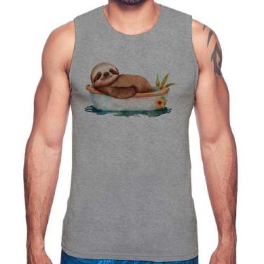 Imagem de Regata Ursinho Panda Relaxando Na Piscina - Foca na Moda, Cinza, P