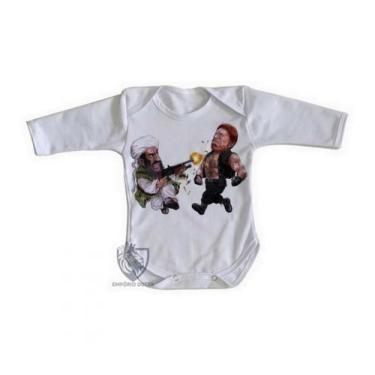 Imagem de body nenê criança roupa bebê manga longa Chuck Norris vs  Bin Laden - 