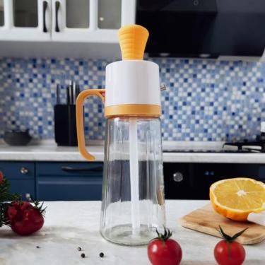 Imagem de Garrafa Porta Óleo com Dispenser pincel em silicone - Yaay, Amarelo