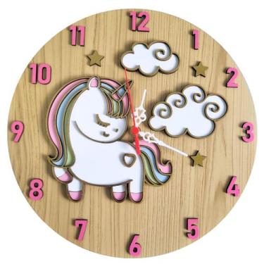 Imagem de Relógio Unicórnio, Relógio de Parede, Decoração, MDF, 30cm - Ecolaser