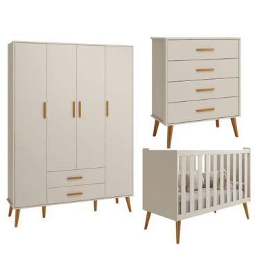 Imagem de Quarto Isis Berço Americano 2 em 1 + Comoda Gaveteiro + Guarda Roupa I