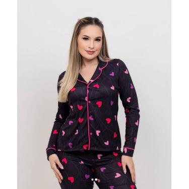 Imagem de Pijama americano longo- coração rosa (M) - Modaintimax 