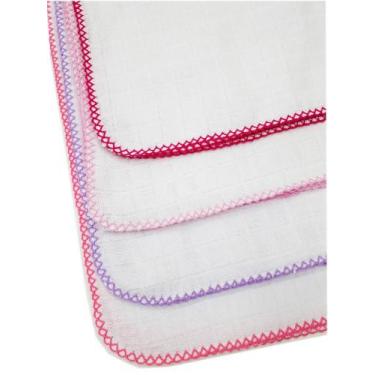 Imagem de Kit 5 Fralda Quadriculada Lisa 68 Cm X 68 Cm Com Crochê - Dugu, Femini