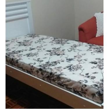 Imagem de Capa De Colchão Solteiro Tecido Estampado Floral Tabaco C/60% De Algod