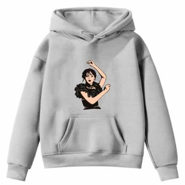 Imagem de Moletom Infantil Wandinha Net Flix Boneca Desenho Infância Bolso Cangu