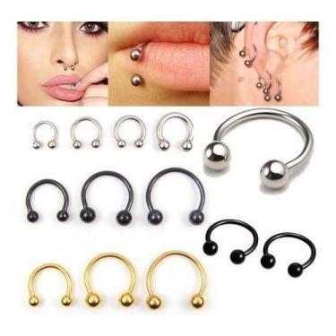 Imagem de Piercing Septo Ferradura Nariz Cartilagem Preto Prata Ouro - De Castro