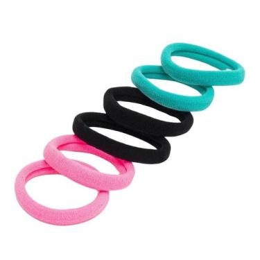 Imagem de Kit Elastico de Cabelo 6 peças Variadas Multicor - Kit com 06 elástico