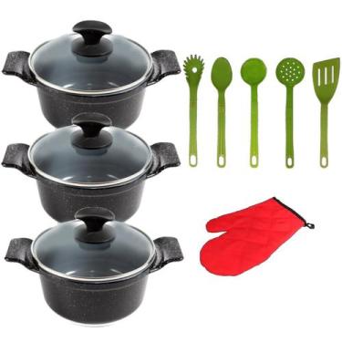 Imagem de Jogo Panelas Preto Liso Cerâmica Talher Javali AAL 26A30Cm