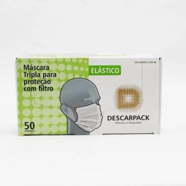 Imagem de Mascara Tripla Descartavel Descarpack Com Elastico 50 unidades