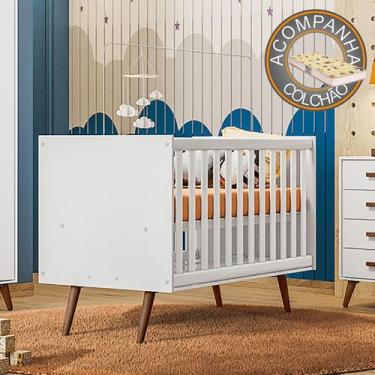 Imagem de Berço Americano Qencanto 3820 Qmovi Branco Acetinado + Colchão Gazin