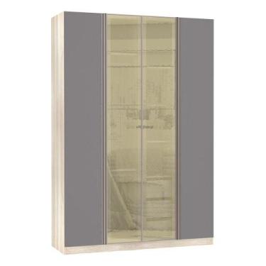 Imagem de Guarda-roupa Solteiro 4 Portas Legno Crema Com Cinza Puro - LUCIANE