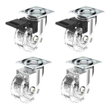 Imagem de (4pçs) Rodizio Rolamento Roda Gel 50mm (2 C/ Freio + 2 Sem) - SOPRANO