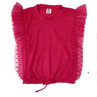 Imagem de Blusa Regata Canelada Manga Tule com Babado - Magic Sky, 8, Pink