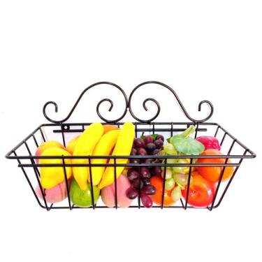 Imagem de Fruteira de Parede Colonial em Aramado de Ferro 40x20cm p/ Balcão de A