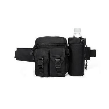 Imagem de Piscorush Pochete tática com suporte para garrafa de água, versátil e impermeável, pochete militar para atividades ao ar livre, caminhadas, acampamento, pesca, Preto, Medium" or "Average, Cintura