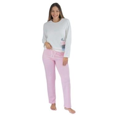 Imagem de Pijama Longo Feminino De Inverno Ovelha Empório Do Algodão, Cinza, G2
