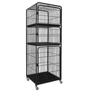 Imagem de Canil Gaiola Vertical Mega 3 Lugares Preto Cachorro Pet Tosa - Açomix