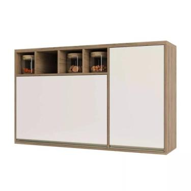 Imagem de Armário Aéreo 120 cm 1 Porta de abrir 1 Porta Basculante e Nicho Super