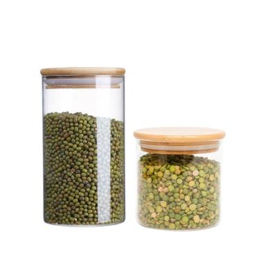 Imagem de Jogo 2 Potes Porta Mantimento Hermético Vidro Borossilicato Redondo Tampa Bambu - Lehaví