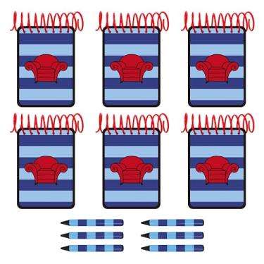 Imagem de ASVP Shop Cadernos Handy Dandy Josh – Pacote com 6 cadernos com 6 giz de cera listrado azul preto