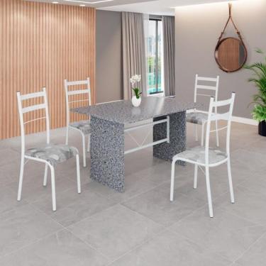 Imagem de Conjunto Sala de Jantar Mesa Retangular 120x75cm Tampo Granito Ocre 4 