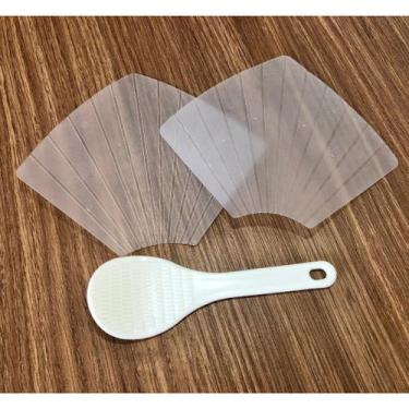 Imagem de Molde c/ 2 Uni Forma Esteira Folha p/ Fazer Temaki + 1 Colher Chamoji 