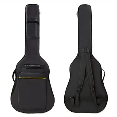 Imagem de Mochila de guitarra 36 39 104 cm Bolsa de guitarra acústica com acolchoamento de 0,85 cm de espessura, impermeável, alça de ombro dupla ajustável, bolsa de presente com laço para pendurar nas costas, preta (99 cm)