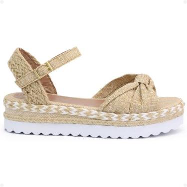 Imagem de Sandalia Plataforma Nó Frente Traseira Juta Original Samdar, Palha, 36