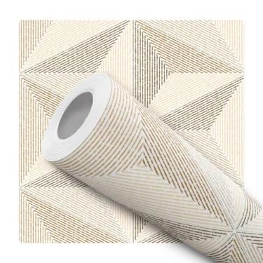 Imagem de Papel De Parede Adesivo Lavável Sala Efeito 3D Linho Marrom Bege - DEL