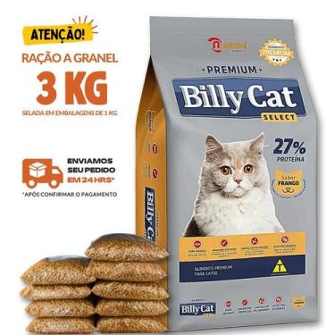 Imagem de Kit 3 KG Ração Para Gato Billy Cat Select Gatos Adultos Frango Granel